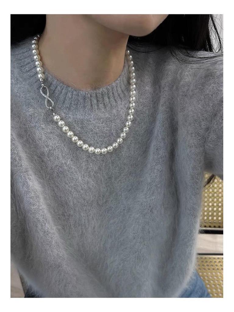 Akoya Gray Pearl Double-Strand Choker with Figure-8 Clasp