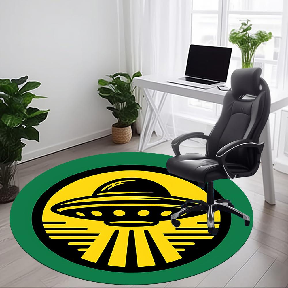 1pc UFO Alien Office Round Area Rug, Indoor Mat Suitable For Office, Under Office Chairs Bedroom Living Room Home Decor, Room Deco