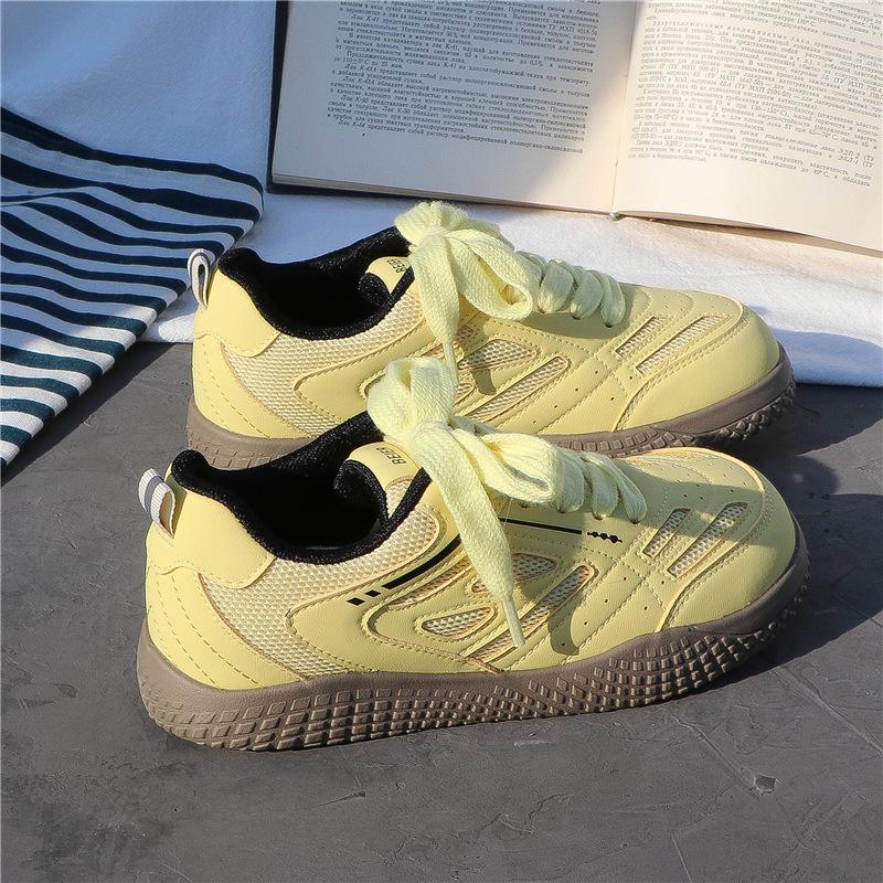 

Autumn New Thick Soled Women s Training Shoes Solid Color Flat Bottomed Mesh Breathable Sneakers Women s Shoes Zapatos De Mujer 40 жовтий