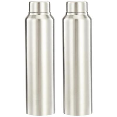 Μπουκάλι Νερού από Ανοξείδωτο Ατσάλι (Συσκευασία των 2) | Εγκεκριμένο από το BIS | 900ml (Ασημί Ατσάλι Φινίρισμα)
