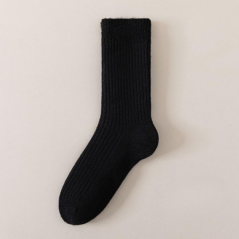 Wool Pile-up Socks for Women in Autumn and Winter, Thick and Warm, Mid-length, Suitable for All Occasions, Pure Color, Anti-chill and Insulation Socks