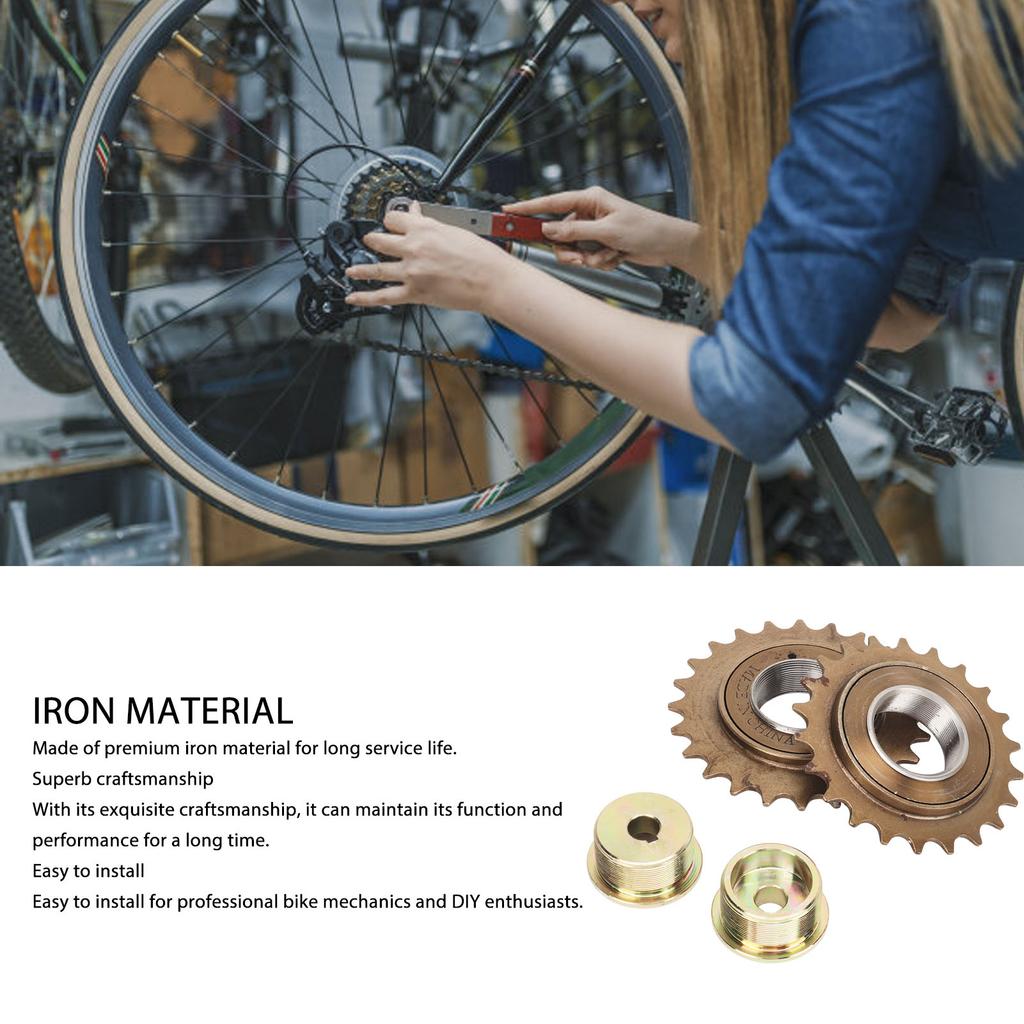 Bike 24T Freewheel Bike Freewheel Adapter Iron with 22T 24T Freewheel Left Right Drive Freewheel Adapter for Modification