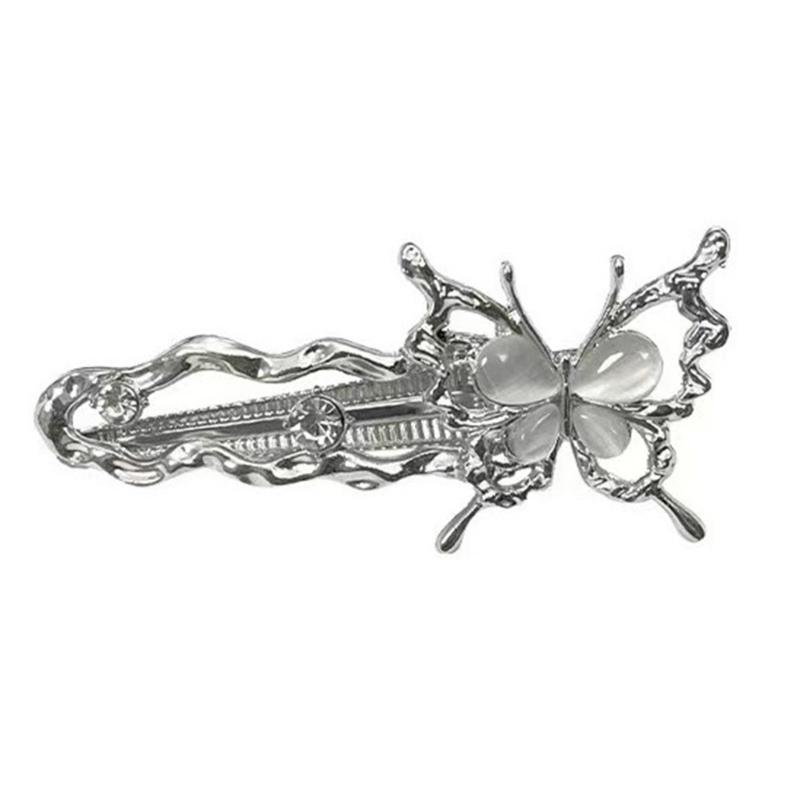 

Metallic Butterfly Hair Clip Elegant Zircon Side Clip Hairpin Women Hair Styling Tool for Side Hair 2000S Girl Headwear 1