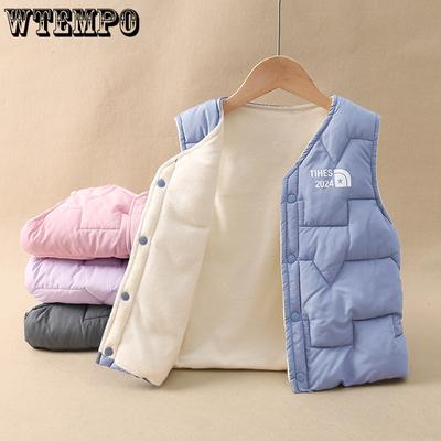 Autumn and Winter Children's Velvet Vest Cotton Vest Korean Men's and Women's Clothing Warm Vest