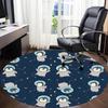 1PC SpacePenguins Office Round Area Rug, Mat Suitable For Office, Under Office Chairs Bedroom Living Room Home Decor, Room Deco