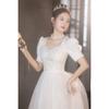 French Evening Dress Women's White Light Luxury Niche Birthday Party Bar Mitzvah Princess Engagement Dress Long Dress