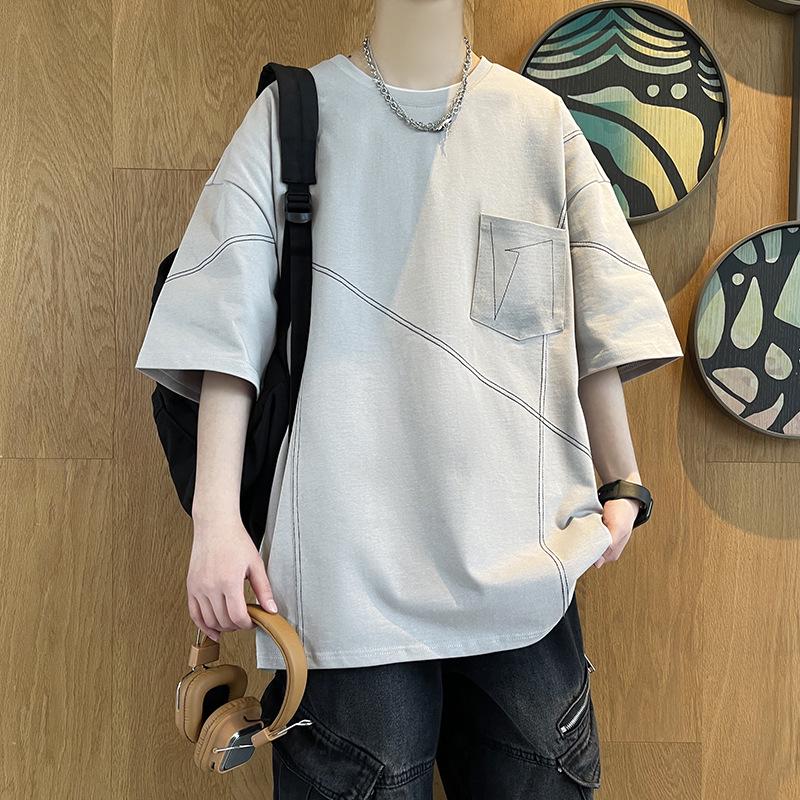 Men's 2024 Summer Trendy Round Neck Pure Cotton Short-Sleeve T-Shirt with Print