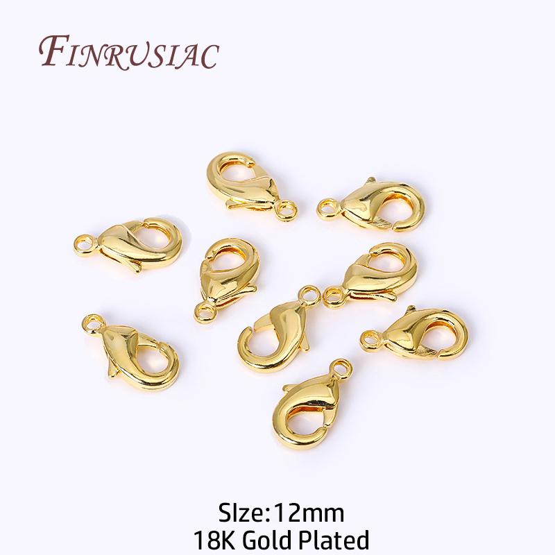 Fermoirs mousqueton plaqués or 18 carats 10 mm/12 mm pour la fabrication de colliers, bracelets et bijoux DIY Vente en gros 10/20/30 pièces/lot