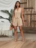  new caSual European and American Style SleeveleSS veSt ShortS Solid color two-piece Set women'S Summer vacation buttonS