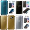 For Samsung Galaxy S6 S7 Plus Clear View Mirror Leather Flip Stand Case Cover