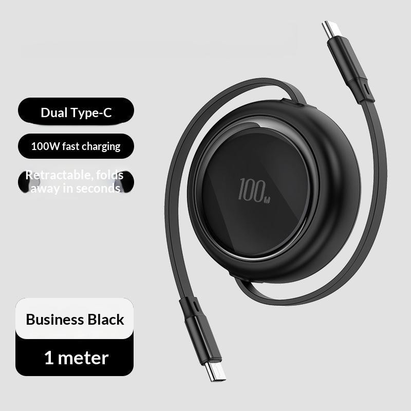 1Pcs Retractable Usb C To Usbc Data Cord 1M 100W Fast Charging Type C Cable For Phone 15 Pro Max 15Plus