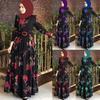 Kadın Sonbahar Müslüman Kaftan Abaya Katı Zarif Dubai İslam Katı Baggy Maxi Gömlek Elbise
