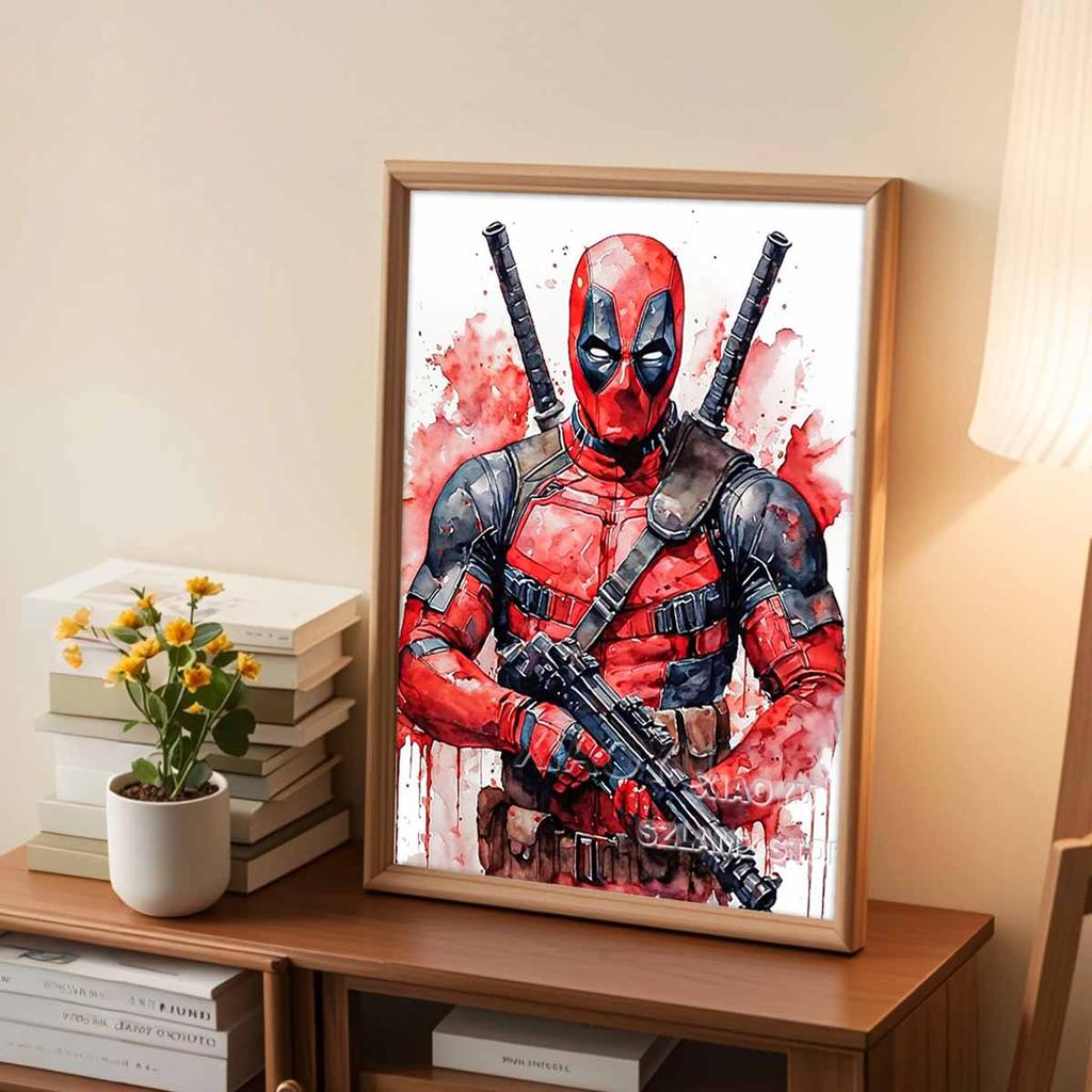 5D DIY Diamond Art Painting Kits for Adults, Deadpool Full Round Crystal Diamond Kits for Beginner for Home Wall Decorate