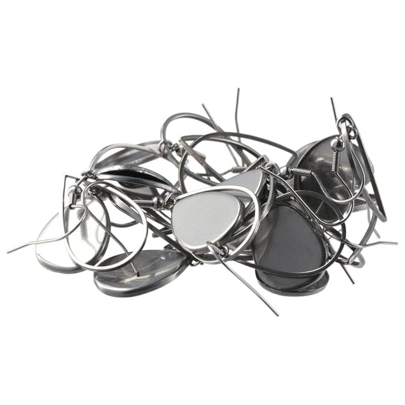 20 Pieces Teardrop Cabochon Earring Setting Tray Stainless Steel Earring Blanks Oval Cabochon Blank For DIY Jewelry Bezel Finding