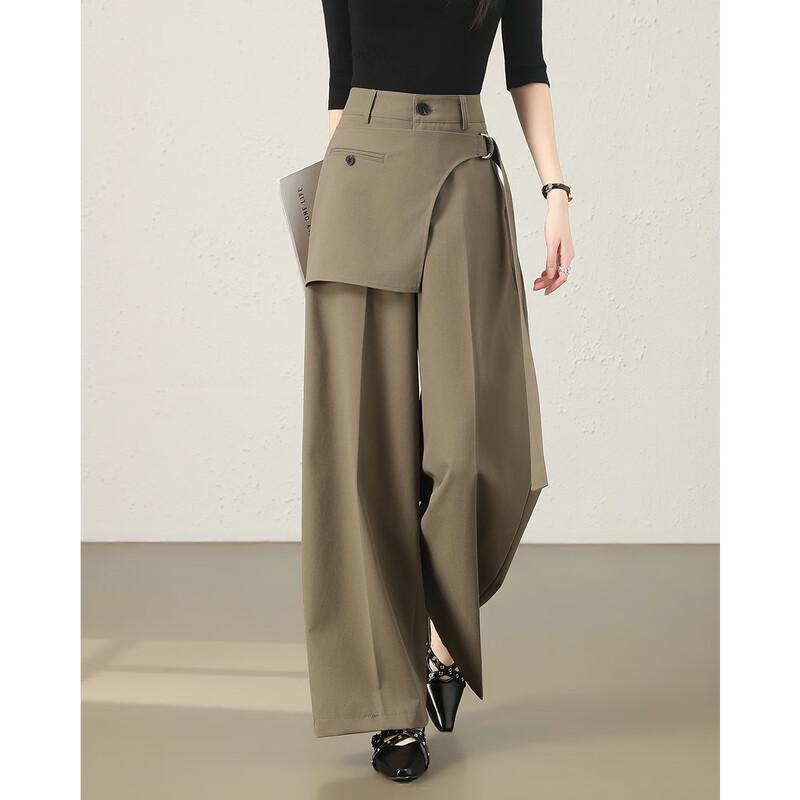 TERRE BLEUE Women's Casual Wide-Leg Suit Pants