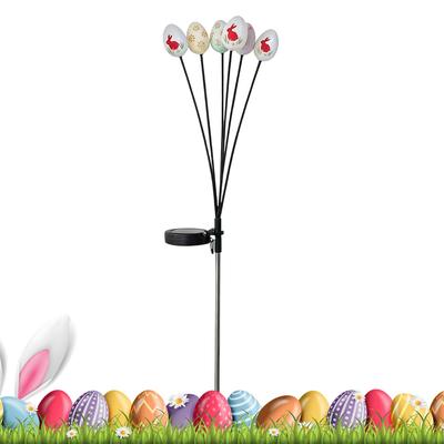 Easter Egg Outdoor Waterproof Solar Light Swaying Easter Eggs Decorations Outdoor Solar Stake 6-LED Lights With Ground Plug