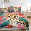 3PCs Cheetah Print Design Cover Set, Breathable Fabric, Machine Washable (1 Duvet Cover + 2 Pillowcases) (Without Quilt) yy250911163
