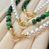 Retro Natural Citrine Red And Green Treasure Artificial Crystal Cold White Imitation Pearl Collarbone Chain Necklace
