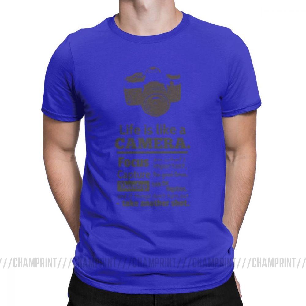 Vintage Chic Life Is Like A Camera TShirts for Men Cotton T Shirt Photographer Short Sleeve Tees Plus Size Clothing