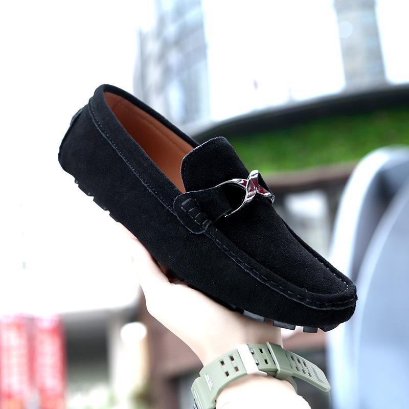Men s Breathable Genuine Leather Slip-on Casual Shoes - British Style, Soft Sole, Lightweight, Trendy. 40