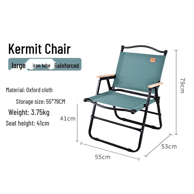 Large Portable Outdoor Folding Kermit Chair with Thickened Oxford Cloth and Metal Frame