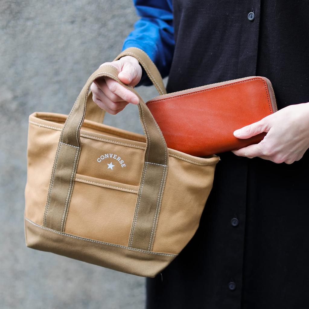 Canvas Mini Tote mit Dwears Aufkleber Tragetasche für Männer und Frauen TOKYO Nachdruck All Star All [Converse] (Größe S, Beige)