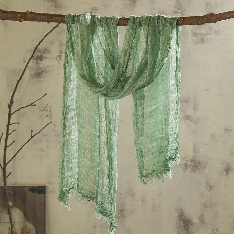 Japanese Linen Monochrome Natural Texture Pleated Scarf, Retro Linen Literary Scarf, Thin Men'S Autumn And Winter