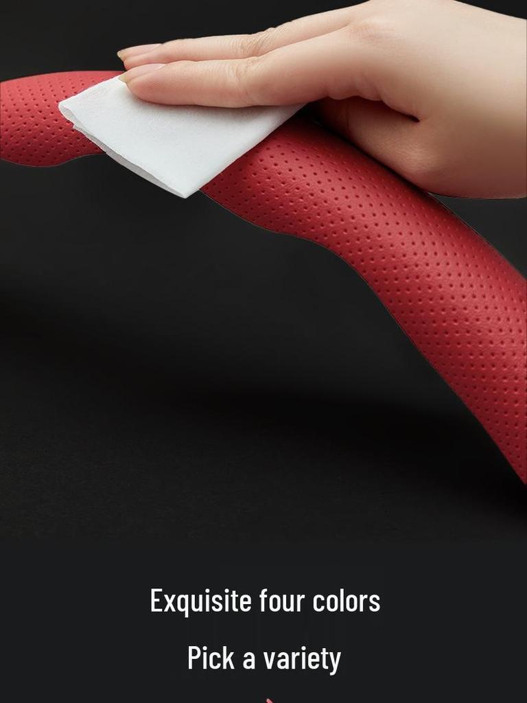 D-type Nappa Leather Anti-slip Perforated Steering Wheel Cover - Universal Fit, Four Seasons Use