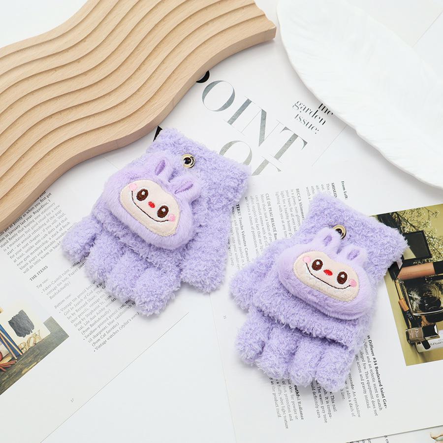 Kids' Winter Fingerless Flip-Top Writing Gloves – Warm Half-Finger Gloves for Boys & Girls