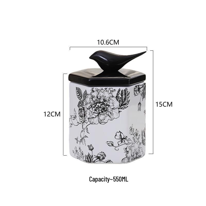ZISIZ Flower & Bird Ceramic Sealed Storage Jar