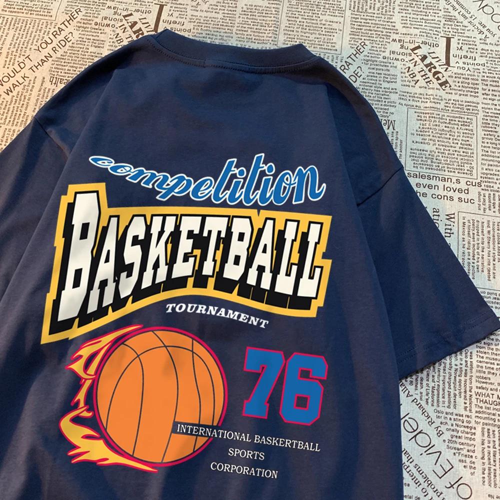 Competition Basketball 76 T-Shirts Men Women Street O-Neck Clothes Loose Oversize T-Shirts Harajuku Cotton Brand Short Sleeve