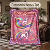 Coperta da divano a tema unicorno con nome personalizzato, coperta morbida e accogliente per casa, divano, letto