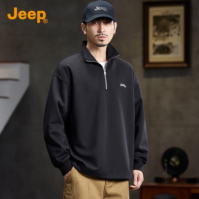 Jeep Men's Casual Half-Button Polo Sweatshirt
