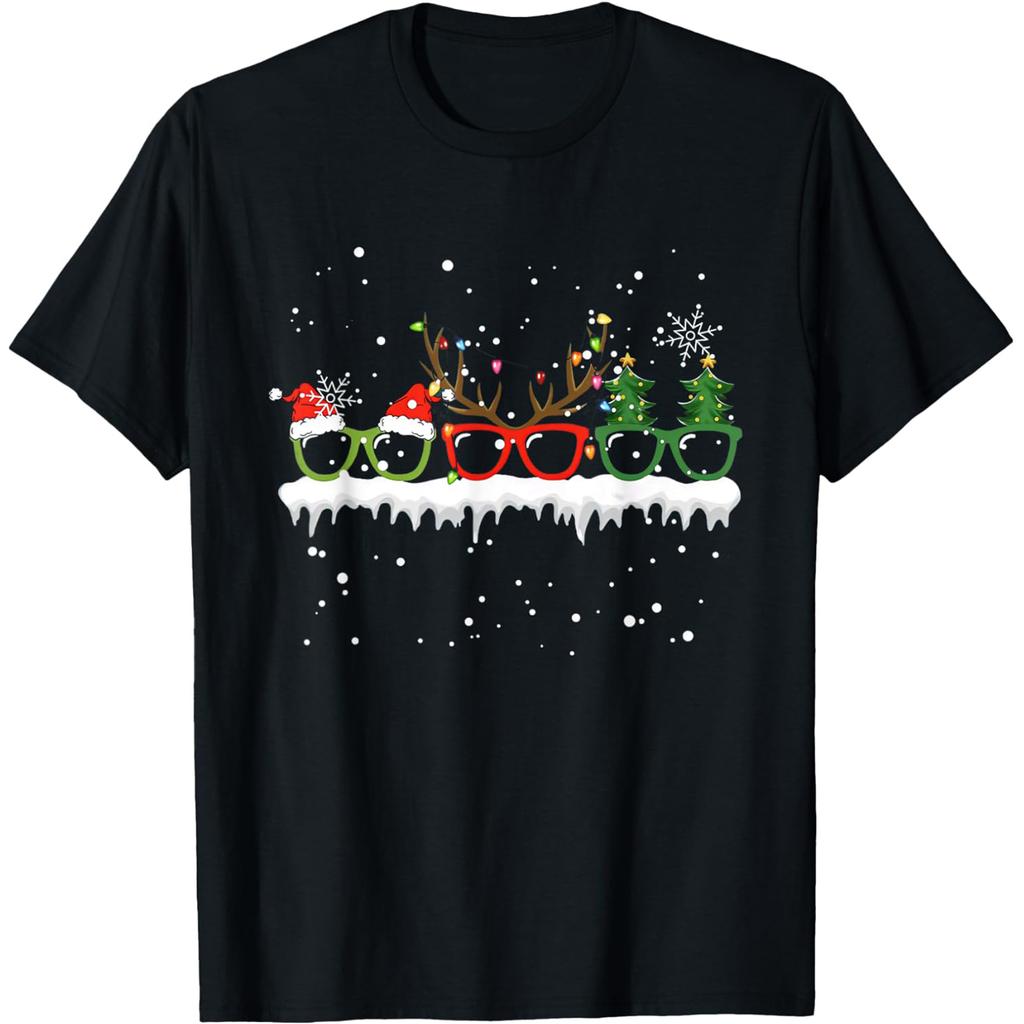 Leopard Sunglasses Christmas Tree Optometrist Eye Doctor T Shirts Men Humor Streetwear Tee Short Sleeve Unisex Loose Clothing