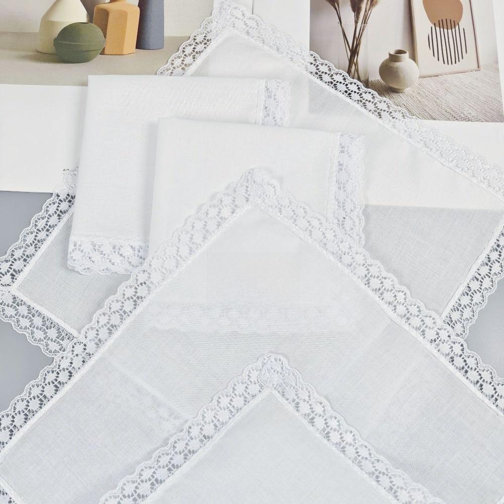6Pcs Small Size Wedding Handkerchief Pure White Small Square Towel Elegant Lace Handkerchief