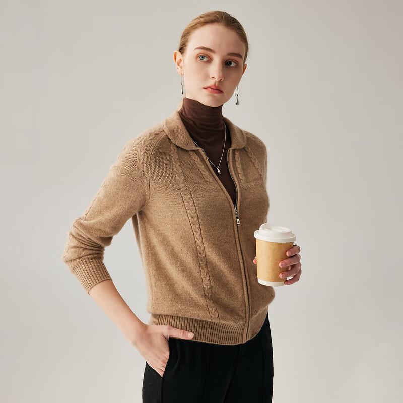 Zhaojun Women's 100% Cashmere Cable Knit Cardigan