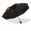 1pc Fire and Ice Yin Yang Dragons Fully Automatic Folding Portable Umbrella, 8 Iron Frames, Three-Fold Design, Suitable for All Seasons, Suitable