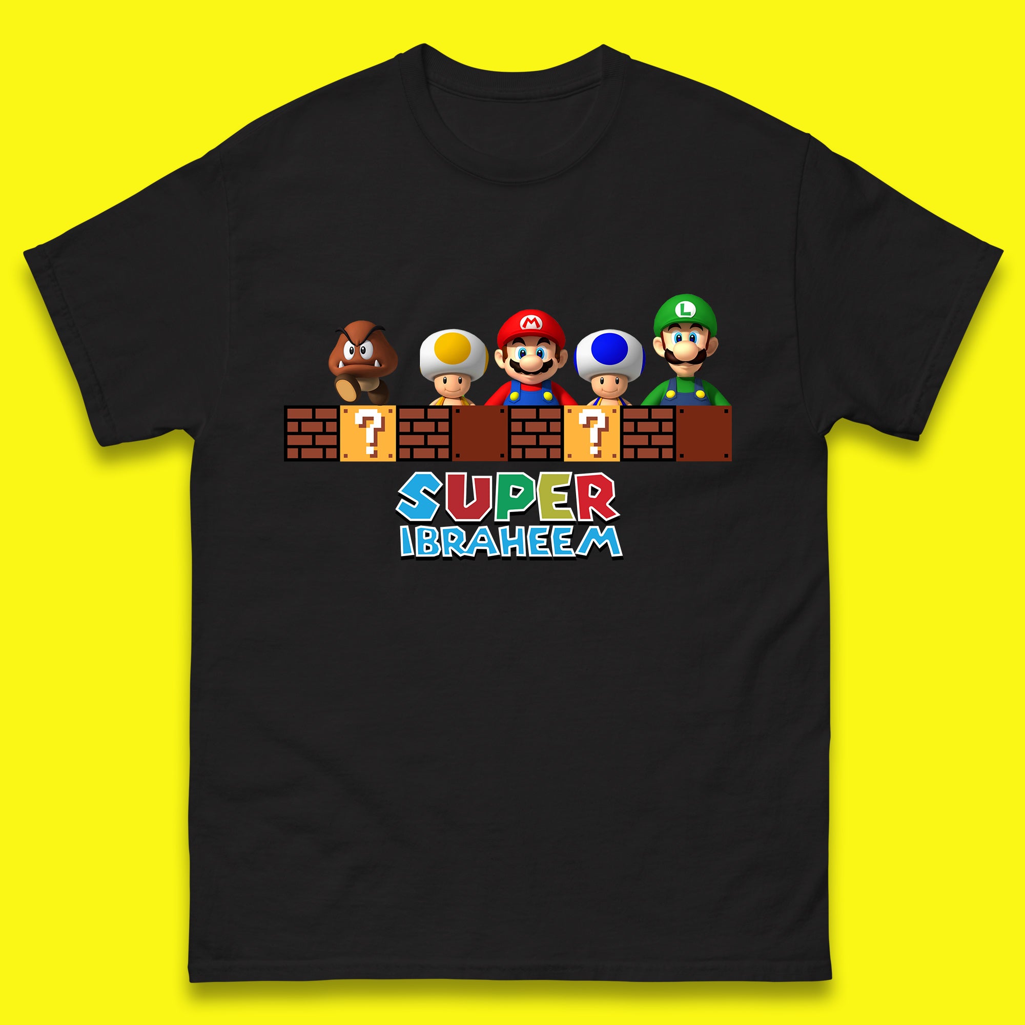 Personalised Super Mario Game Series Your Name Mario Bros Luigi Toad Mega Goomba Mario Mens Tee Top 3XL