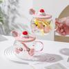 Creative Cute High Borosilicate Glass Mug Pink Girl Heart Gift Water Cup with Lid Spoon Pig Cat Cup
