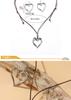 Exaggerated Big Hollow Love Heart Pendant Necklace Earrings Set for Women Gothic Rope Thread Adjustable Choker Y2K Jewelry