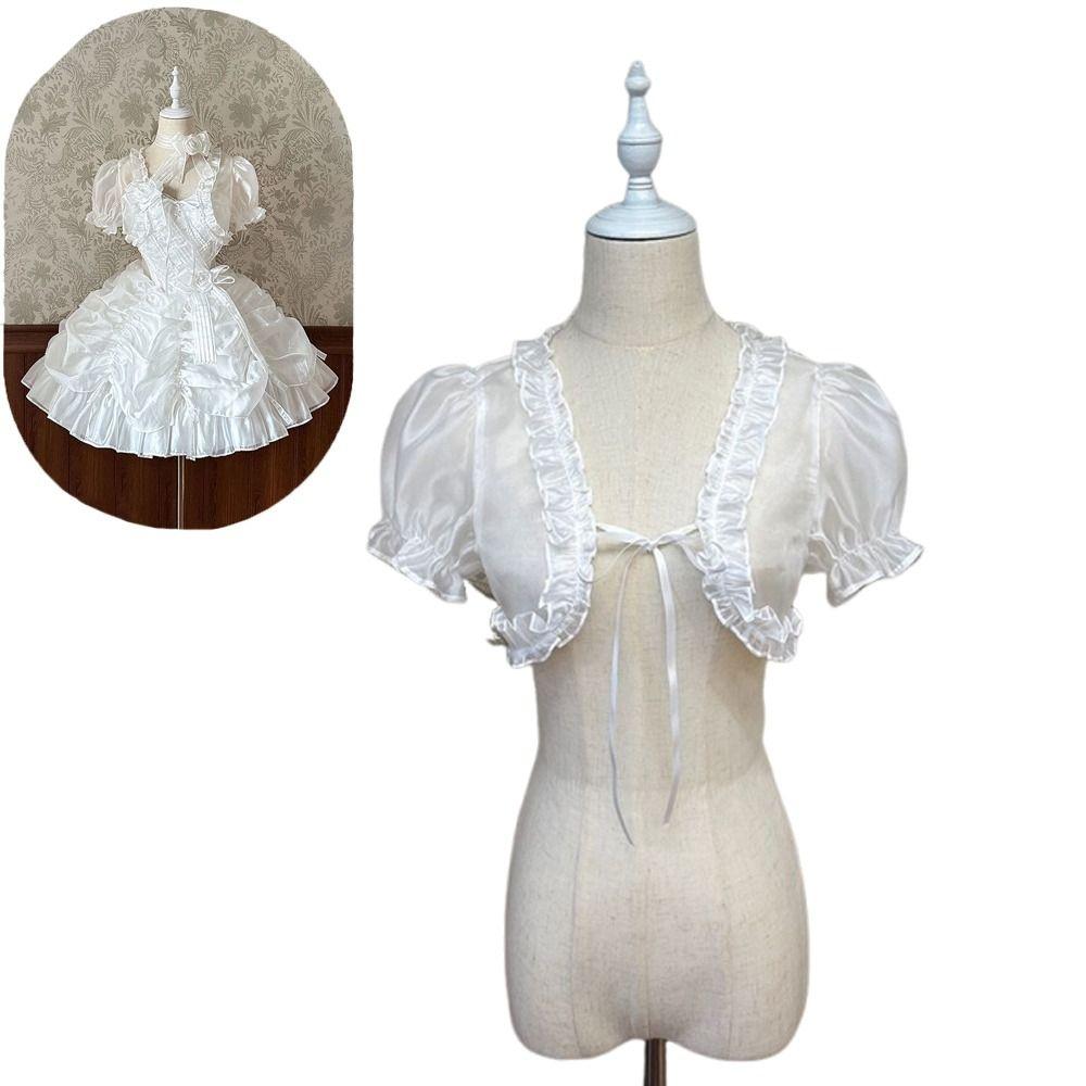 Cardigan Lolita in Chiffon Blusa Arricciata Protezione Solare Estiva Kawaii Y2K