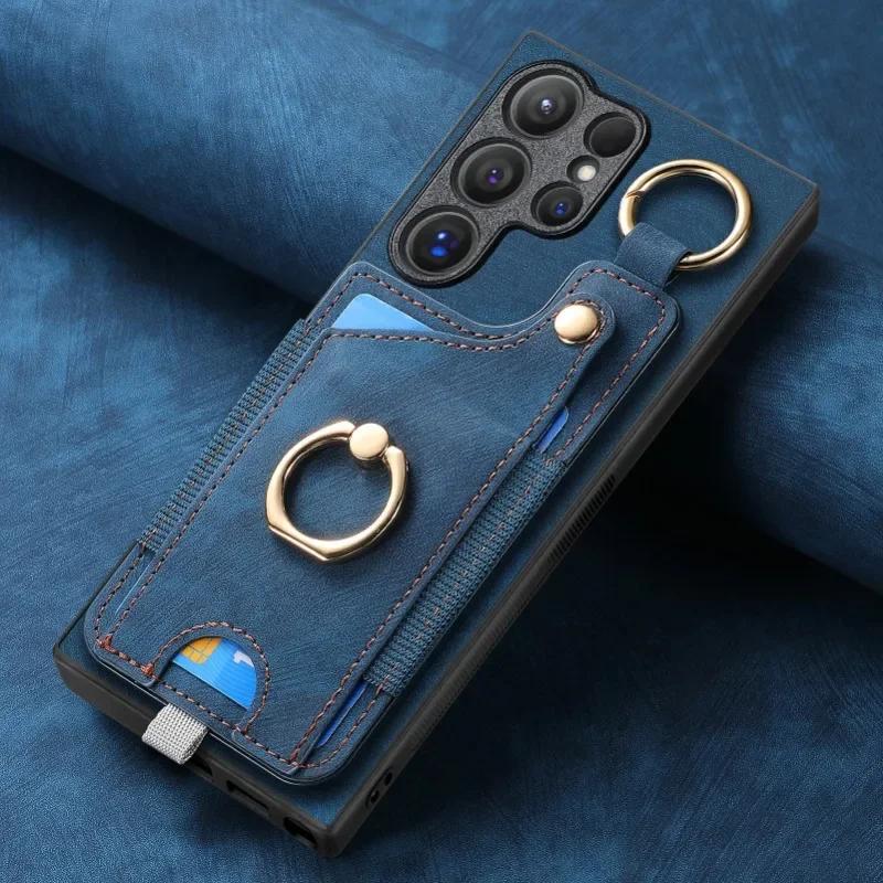 Ring Holder Phone Case for Samsung Galaxy S24 FE S26 S25 S23 S22 Ultra A17 A07 A57 A37 A36 A56 Magnetic Wallet Card Slot Cover