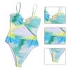 Women Bikini Tie Dye Hollow One-piece High Waist Slim Monokini Swimwear Beach