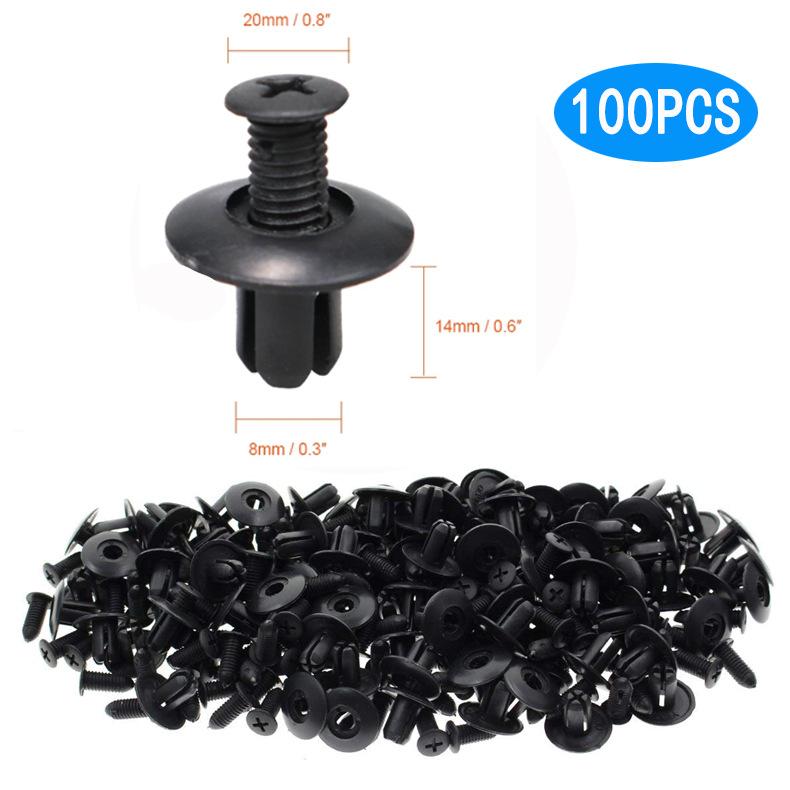 Car Screw Buckle 8mm Hole Plastic Rivets Fastener Push Clip Auto Vehicle Door Trim Panel Retainer Fastener Clips for Toyota
