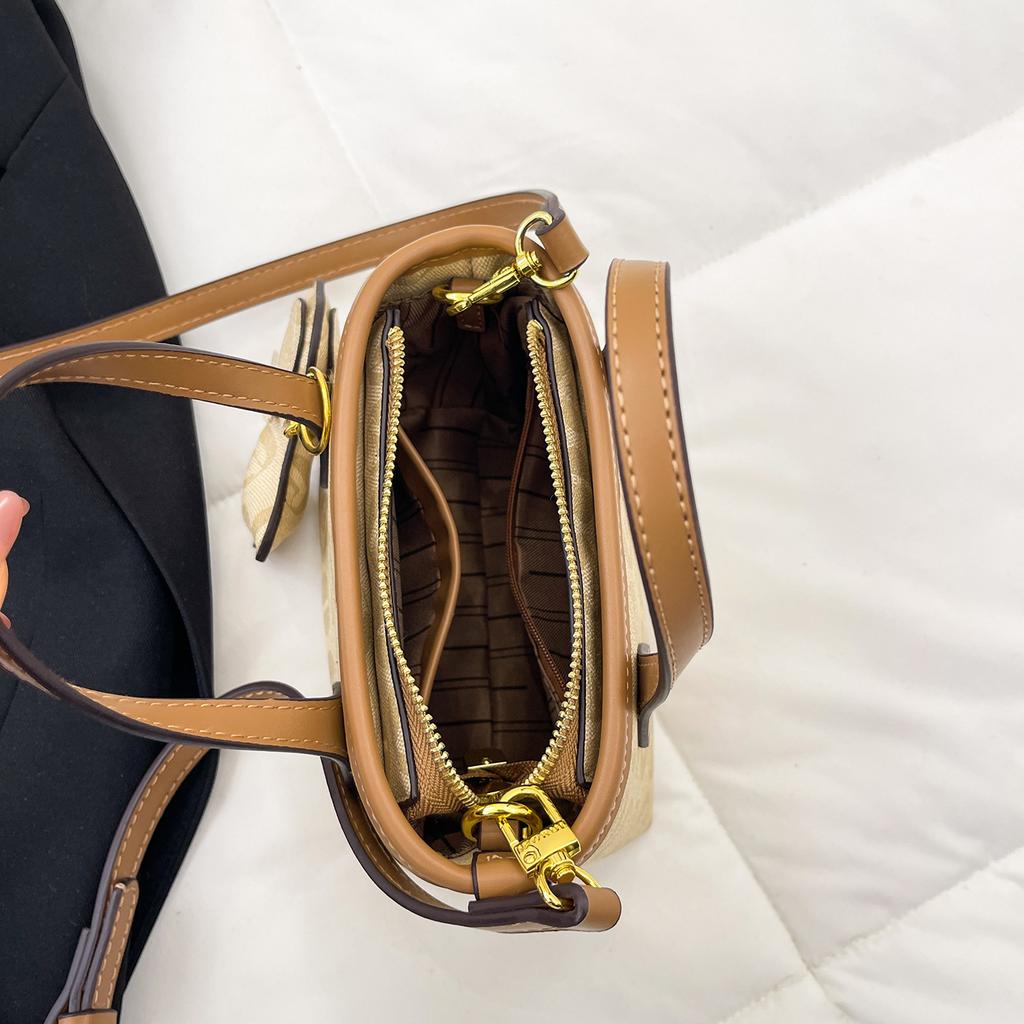 New fashionable high-end dishes contrasting color basket bag portable shoulder crossbody trendy women's bag