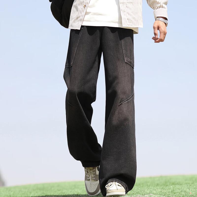 Men's American Retro Washed Loose Fit Straight Leg Jeans