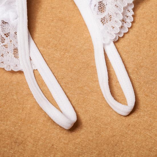Panties Crotch Opening Low Waist Nylon Hollow Lace See-through Thong for Valentine's Day