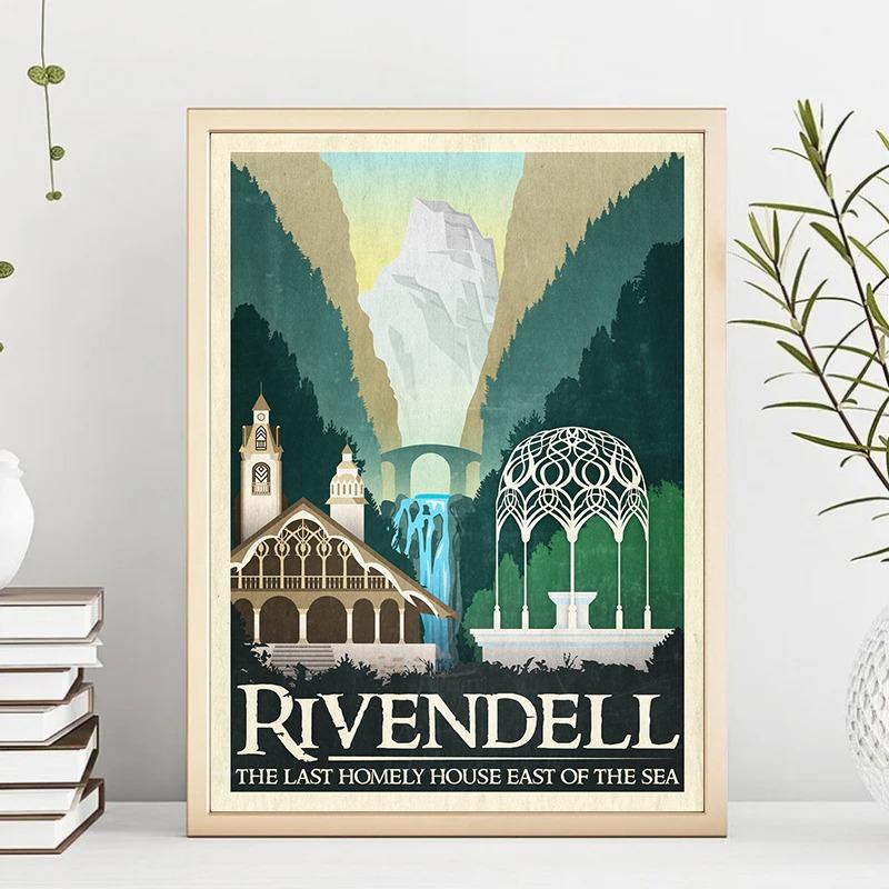Abstract Ring Art Retro Travel Poster Canvas Painting Vintage Film Mordor Castle Lord Magic Wall Prints Room Home Decor Picture