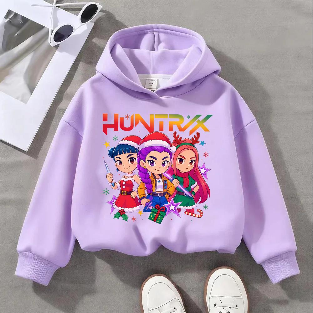 Adorable Kids Christmas Hoodie with Cute Anime Girls Design HUNTRIX Perfect for Festive Season