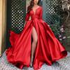 New European American Style Women's Sexy Lace Floor-length Train Long Evening Gown for Banquet Party